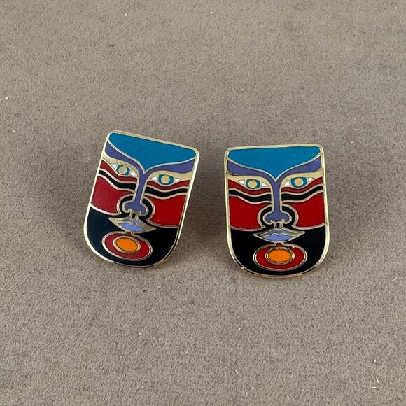 Vintage  Laurel Burch Enameled Earrings are signed MACHADO - Picture 3 of 6